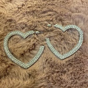 New! Rhinestone heart pierced earrings